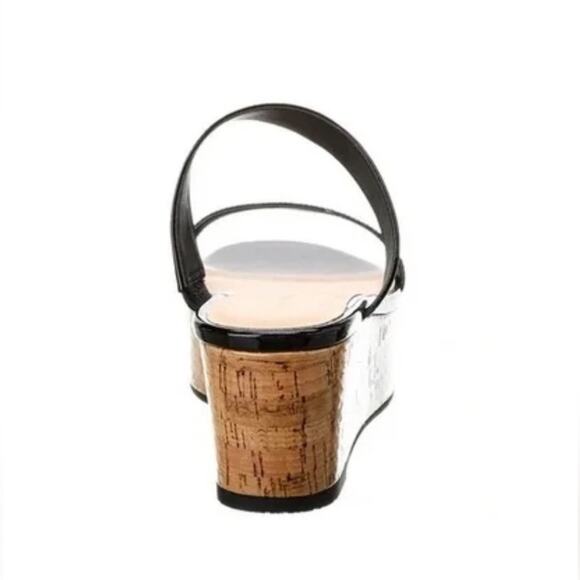 Stuart Weitzman Boardwalk Wedge Slide Sandal Sz 7.5 Black Leather Flat Platform - Picture 4 of 8